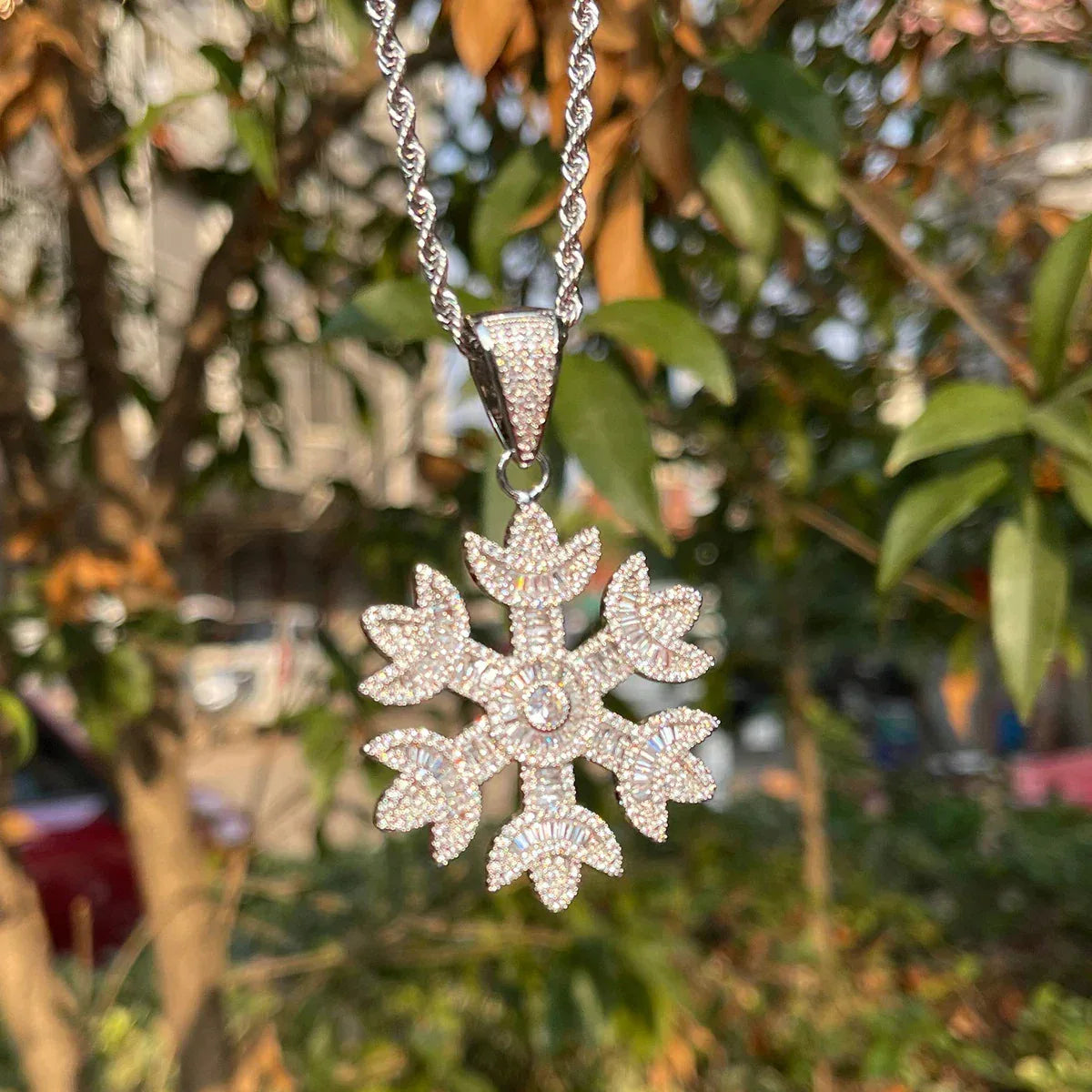 Iced Out 3D Snowflake Pendant | Men's Sub-Zero Glacier Necklace | Premium Copper CZ Frostbite Jewelry | Cold Hearted Bling | Caratix - CaratixJewelry