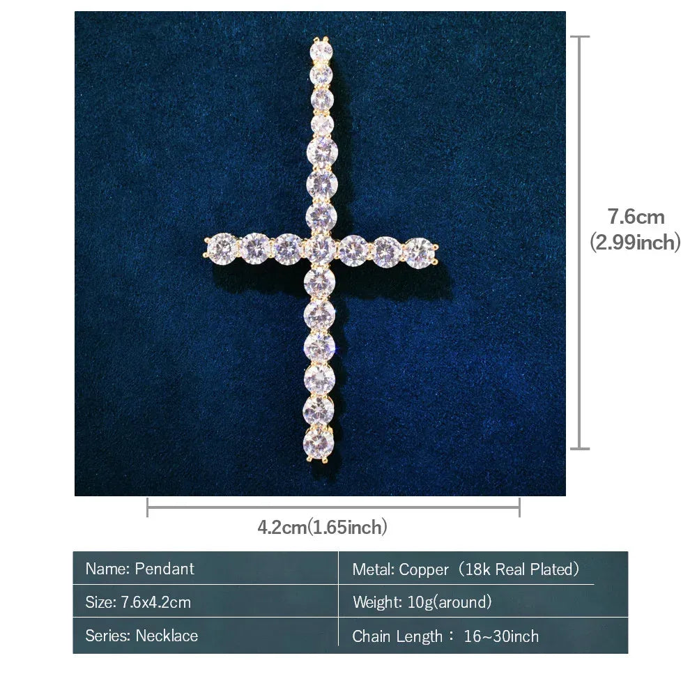 AAA CZ Cross Pendant Necklace | Men’s Hip Hop Streetwear Jewelry - CaratixJewelry