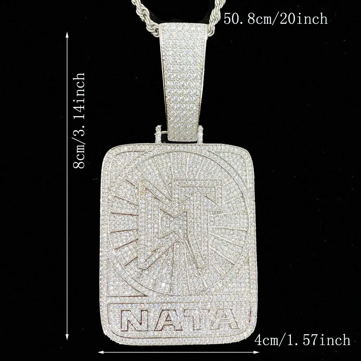 Iced Out CT NATA Pendant | Natanael Cano "Corridos Tumbados" Necklace | Premium Copper CZ Hip Hop Jewelry | Nata Montana Fan Bling | Caratix - CaratixJewelry