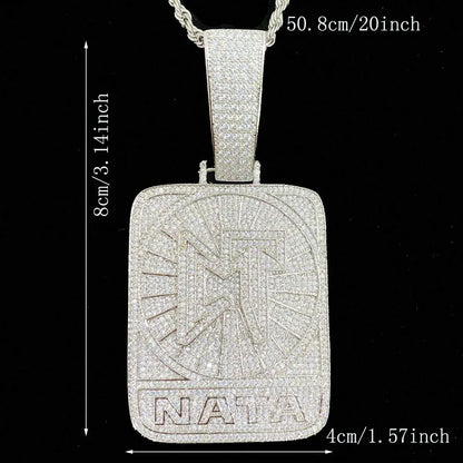 Iced Out CT NATA Pendant | Natanael Cano "Corridos Tumbados" Necklace | Premium Copper CZ Hip Hop Jewelry | Nata Montana Fan Bling | Caratix - CaratixJewelry