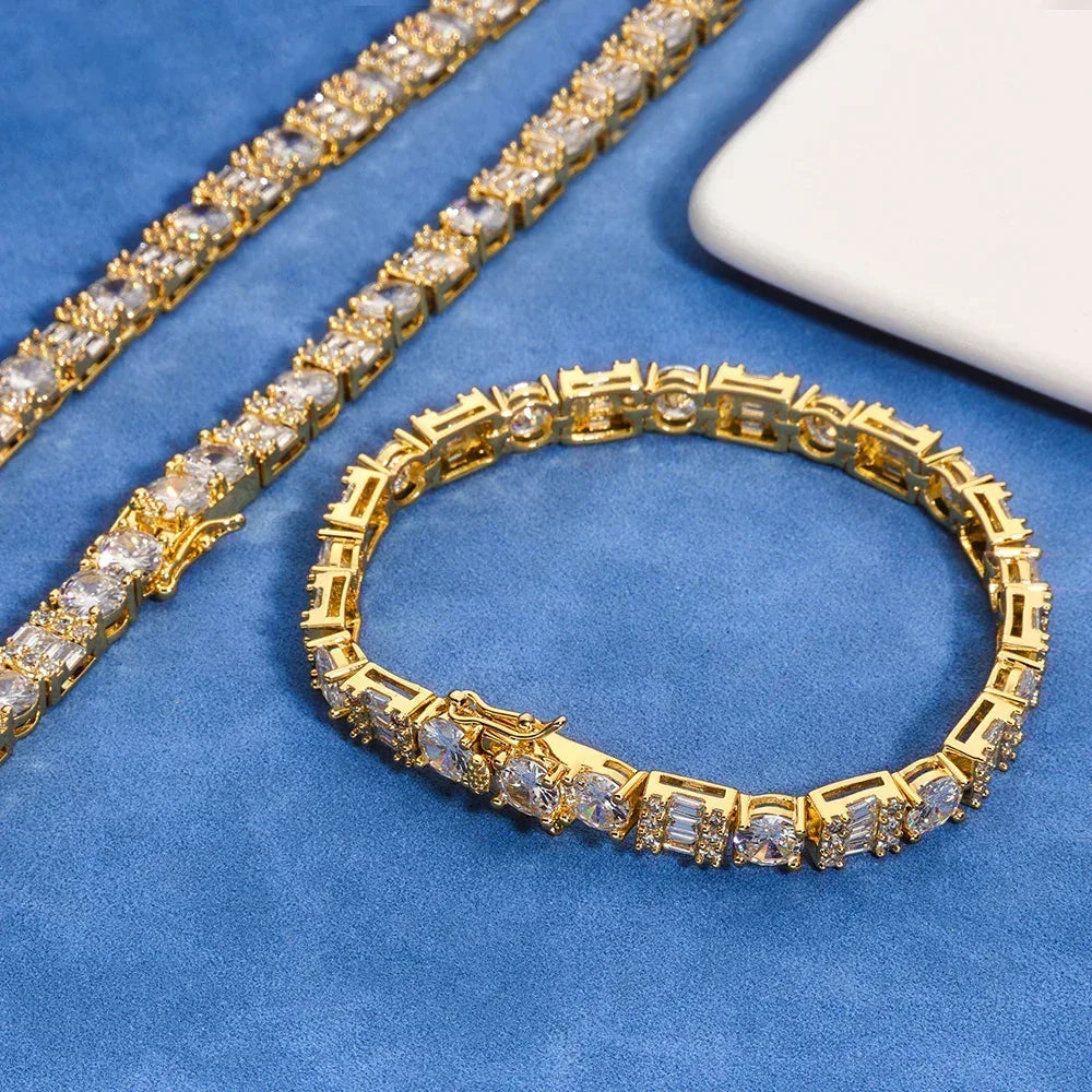 6.5mm Square-Round Tennis Chain Bracelet Zircon for Men | Caratix Jewelry - CaratixJewelry