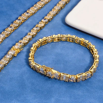 6.5mm Square-Round Tennis Chain Bracelet Zircon for Men | Caratix Jewelry - CaratixJewelry