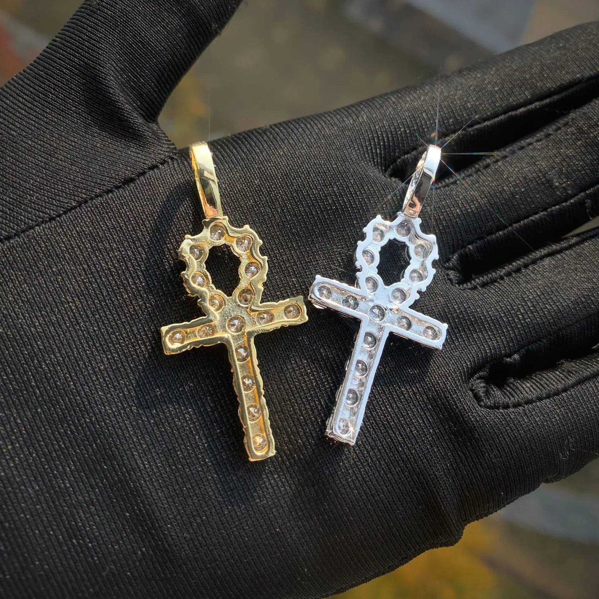 CZ Ankh Cross Pendant Necklace | Men’s Streetwear Jewelry - CaratixJewelry