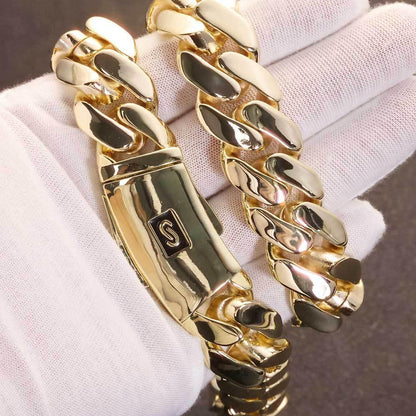 20mm Polished Cuban Link Necklace Gold Chain Rapper Style for Men | Caratix Jewelry - CaratixJewelry