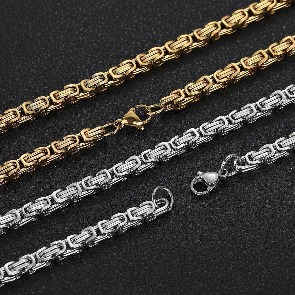 4mm Stainless Steel Byzantine Chain Necklace for Men | Caratix Jewelry - CaratixJewelry