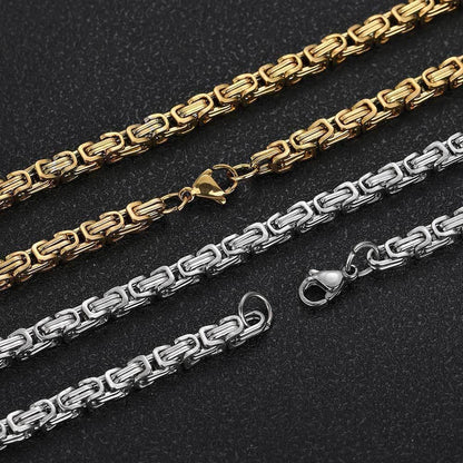 4mm Stainless Steel Byzantine Chain Necklace for Men | Caratix Jewelry - CaratixJewelry