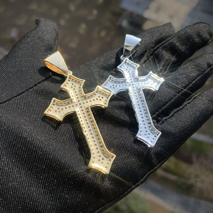 Iced Out Cross Pendant with Gold Plating & Zircon Stones - CaratixJewelry