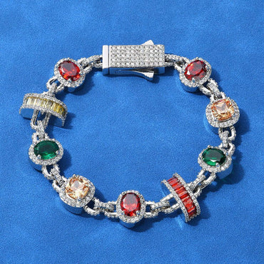 Custom Colored Gemstone Bracelet for Men | High-End Hip Hop Jewelry – Caratix Jewelry - CaratixJewelry