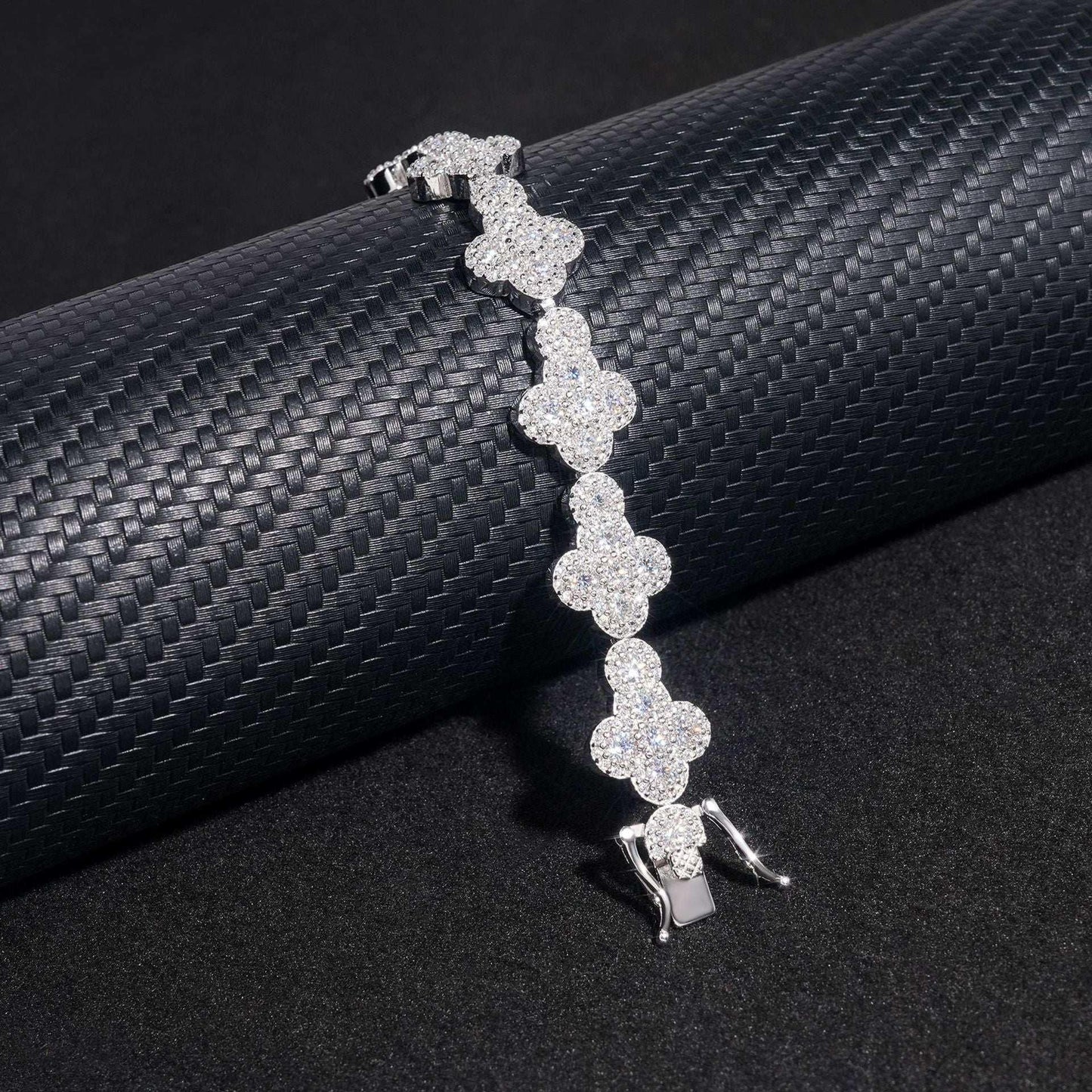 13mm Moissanite Cross Cuban Link Bracelet | S925 Silver Hip Hop Jewelry - CaratixJewelry