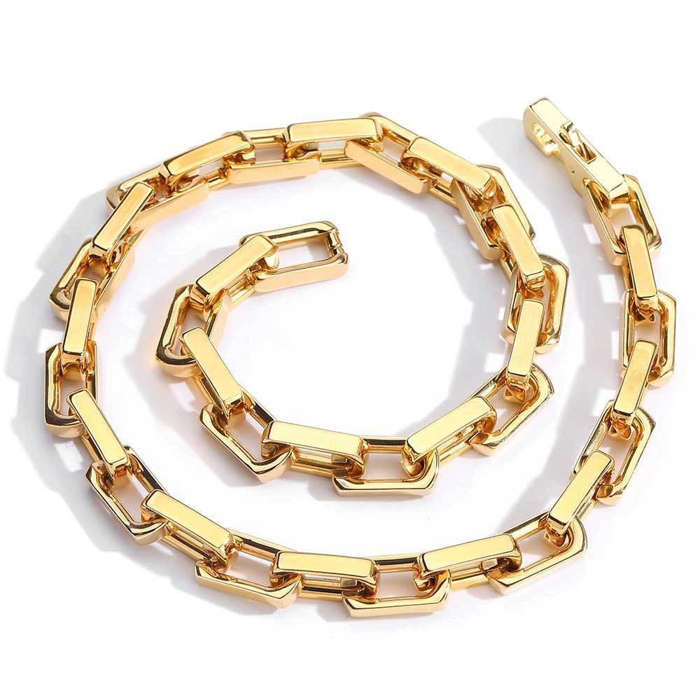 9mm Stainless Steel Bamboo Link Chain Necklace with Square Clasp for Men | Caratix Jewelry - CaratixJewelry