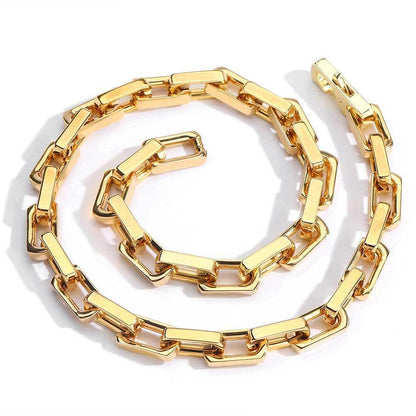 9mm Stainless Steel Bamboo Link Chain Necklace with Square Clasp for Men | Caratix Jewelry - CaratixJewelry