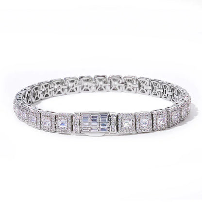 Custom 7.5mm Baguette Mixed Iced Bracelet | Secure Fold-over Hip Hop Bling | Caratix - CaratixJewelry