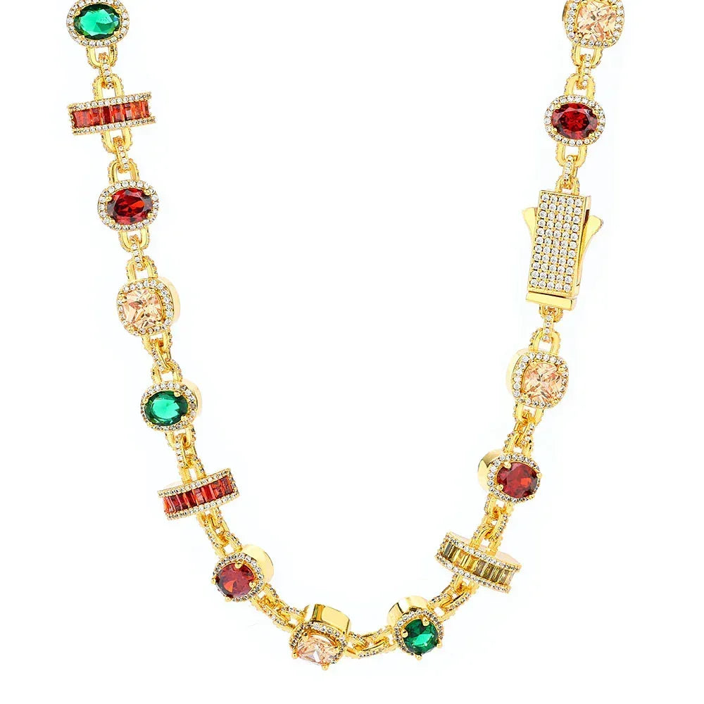 Colorful Gemstone Hip Hop Necklace for Men | Caratix Jewelry - CaratixJewelry