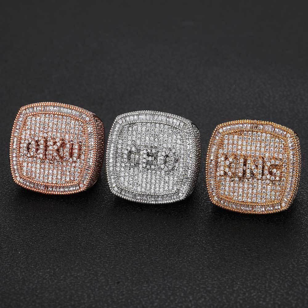 Custom DIY Alphabet Zircon Ring for Men | Trendy Hip Hop Jewelry with Copper Setting | Caratix Jewelry - CaratixJewelry