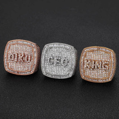 Custom DIY Alphabet Zircon Ring for Men | Trendy Hip Hop Jewelry with Copper Setting | Caratix Jewelry - CaratixJewelry