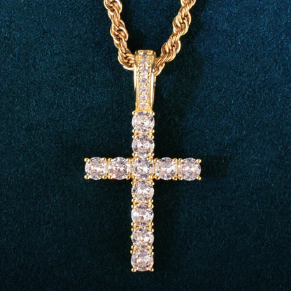 Claw-Set CZ Cross Pendant | Rock Nightclub Men’s Necklace - CaratixJewelry