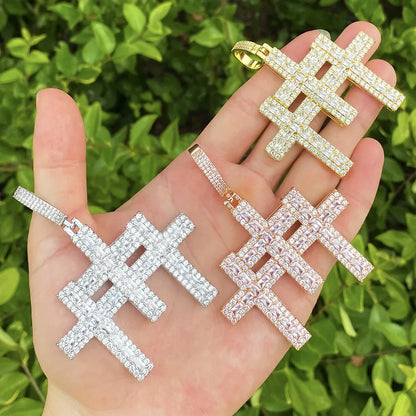 Iced Out 3-in-1 Triple Cross Pendant | Men's Super Combo Stacked Necklace - CaratixJewelry