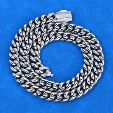12mm Rounded Cuban Chain Necklace Stainless Steel for Men | Caratix Jewelry - CaratixJewelry