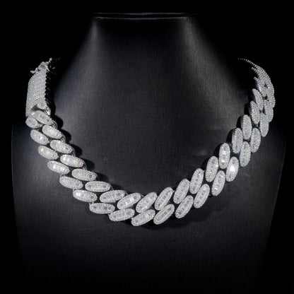 20mm D-Color Moissanite Oval Cuban Link | S925 Silver Men’s Iced Out Chain - CaratixJewelry