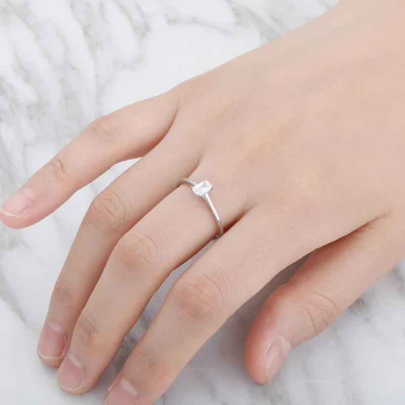 1ct Emerald Cut Moissanite Ring | S925 Silver 18K Gold Plated | Caratix