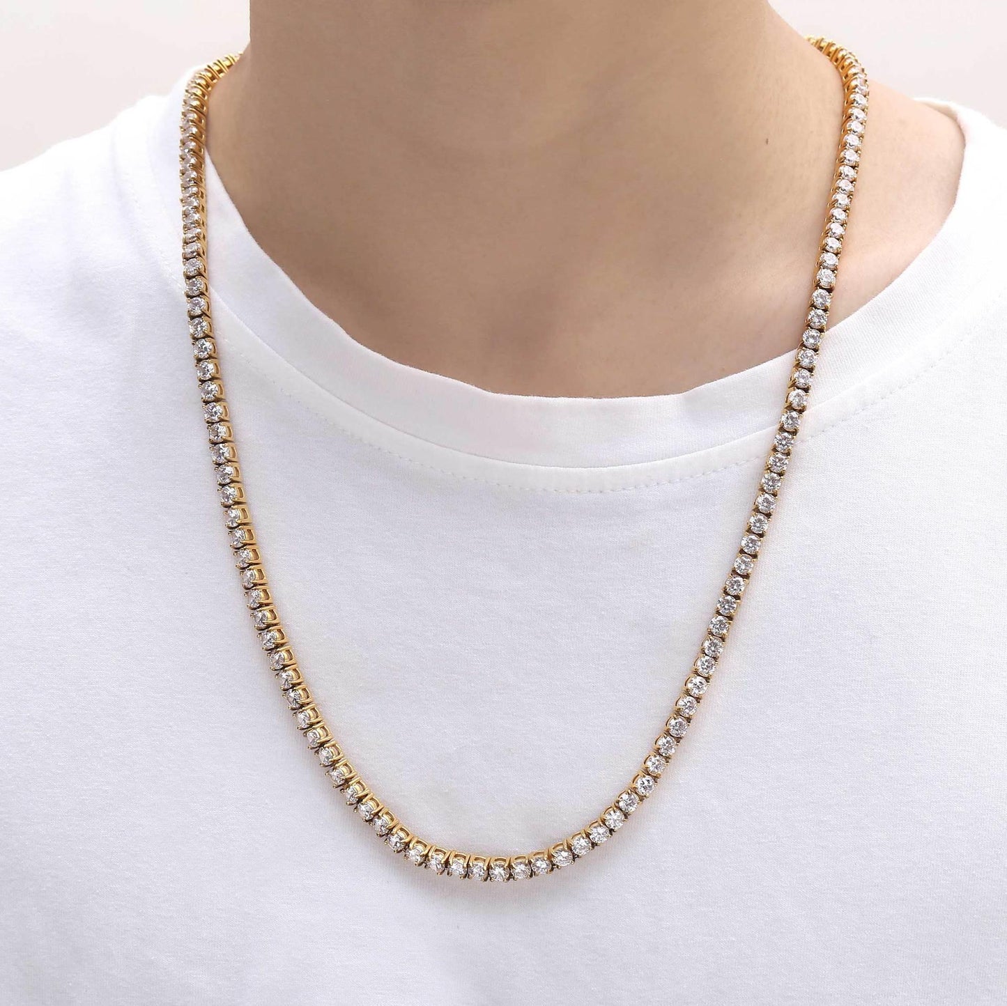 Custom Moissanite Stainless Steel Tennis Chain | Durable Men's & Women's Bling Jewelry | Caratix - CaratixJewelry