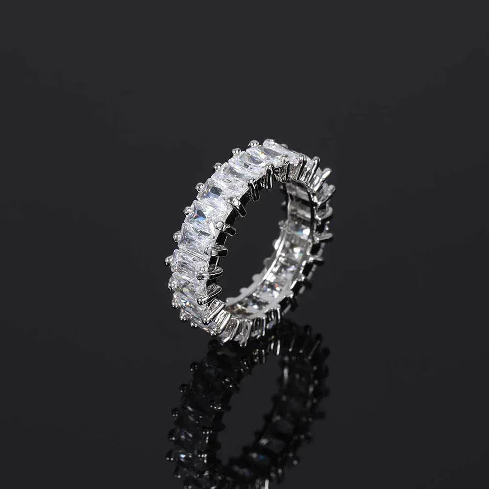 6mm Single-Row T-Shaped Zircon Ring with 18K Gold Plating for Men and Women | Trendy Hip Hop Jewelry | Caratix Jewelry - CaratixJewelry
