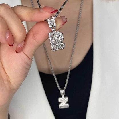 Custom Iced-Out Letter Pendant Necklace with Zircon Stones for Men | Caratix Jewelry - CaratixJewelry