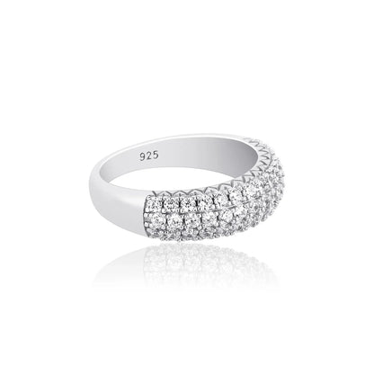 S925 Sterling Silver Starry Night Ring | Full Iced Out Pave Band | Caratix