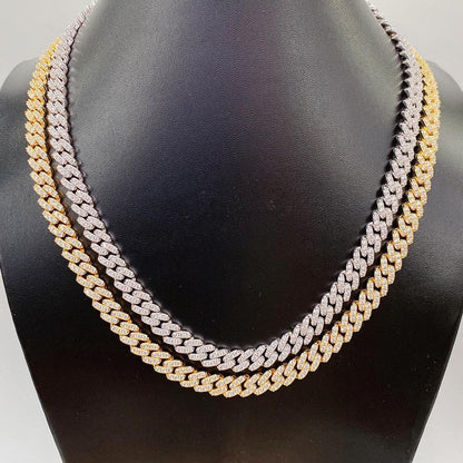 8mm Moissanite Cuban Link Necklace | S925 Silver Iced Out Chain - CaratixJewelry