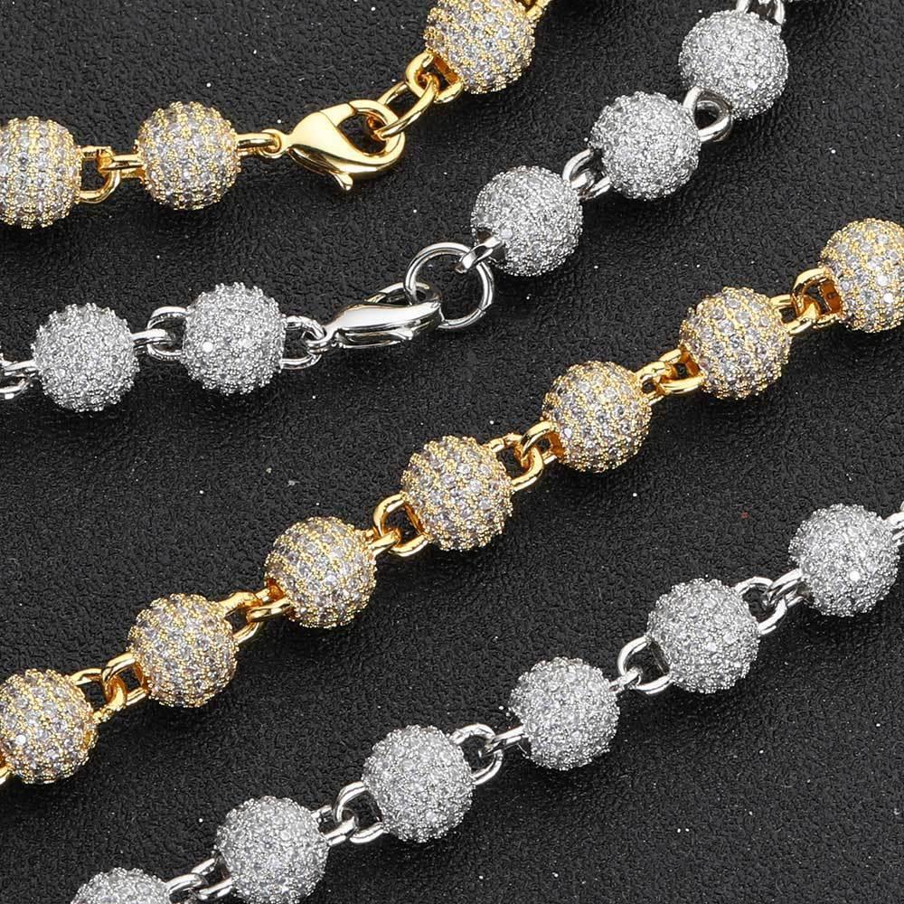 8mm Iced Out Bead Chain Zircon Hip Hop Necklace | Caratix Jewelry - CaratixJewelry