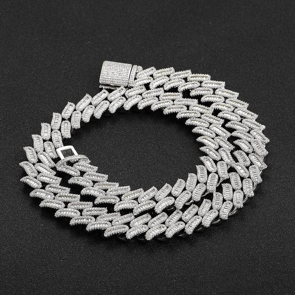 15mm Thorn Cuban Chain Mixed Set T-Cut Zircon Gold Plated - CaratixJewelry