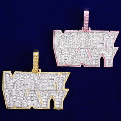 Iced Out "Money Wayy" Pendant | Men's Real Copper CZ Necklace - CaratixJewelry