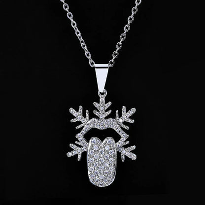Snowflake Tongue Pendant Necklace Zircon Hip Hop Jewelry | Caratix Jewelry - CaratixJewelry