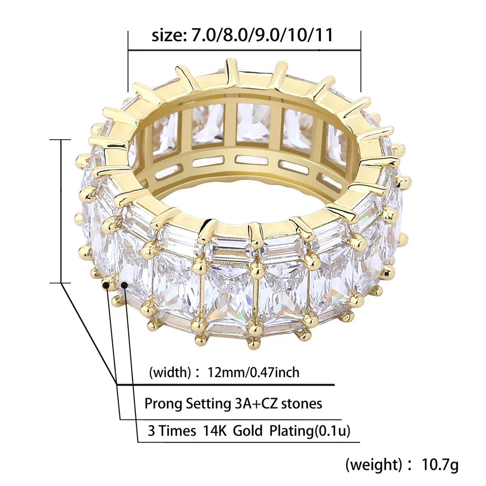 Rectangular Pave Zirconia Ring | Luxury Geometric Band | Caratix
