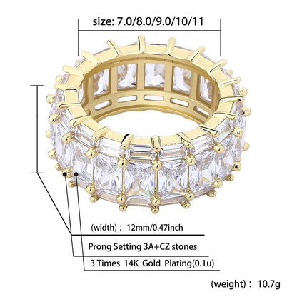 Rectangular Pave Zirconia Ring | Luxury Geometric Band | Caratix