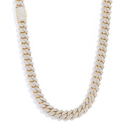Hip Hop Jewelry 15mm S925 Silver Cuban Link Necklace – 4-Row CZ Pave, Custom Men’s Pendant | Caratix Jewelry - CaratixJewelry