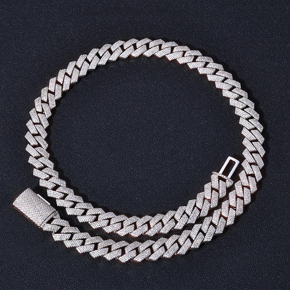 15mm Iced Out Cut Cuban Chain Necklace Quad Row Zircon - CaratixJewelry