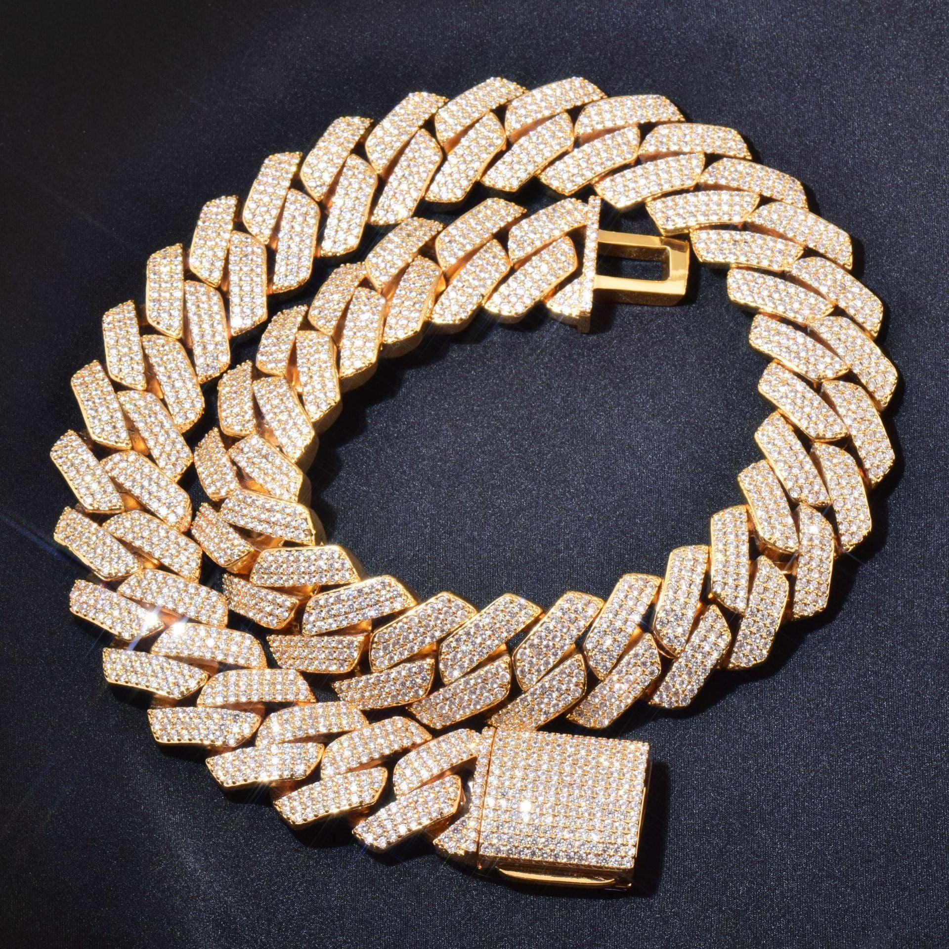 20mm 3Row Curved Gold Cuban Chain Necklace - CaratixJewelry