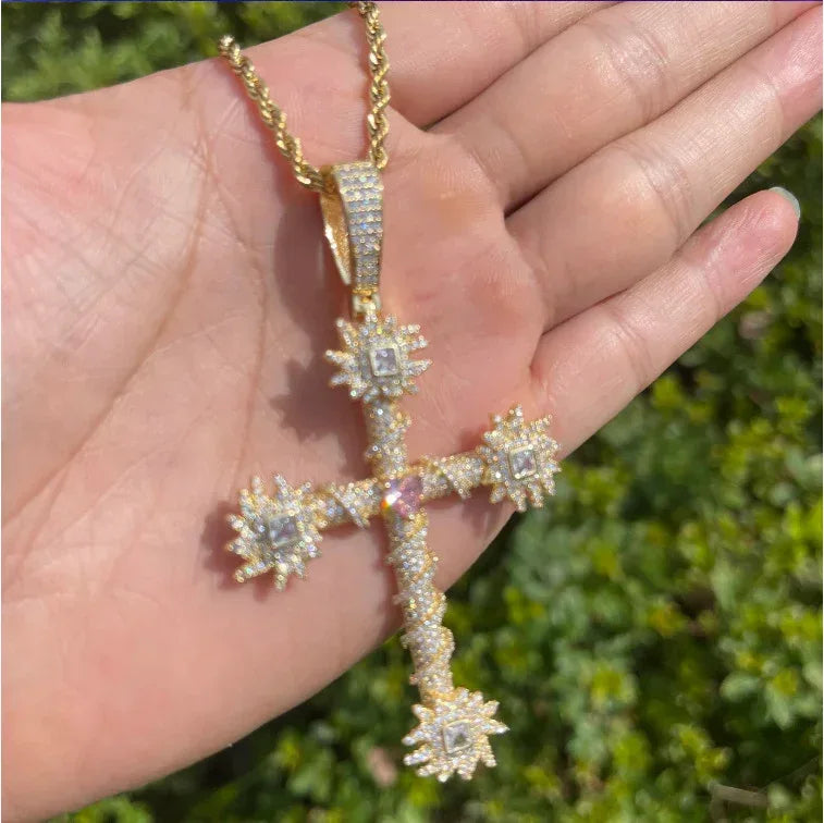 Men's Liquid Gold Style Necklace | Premium Copper CZ Melting Love Bling - CaratixJewelry