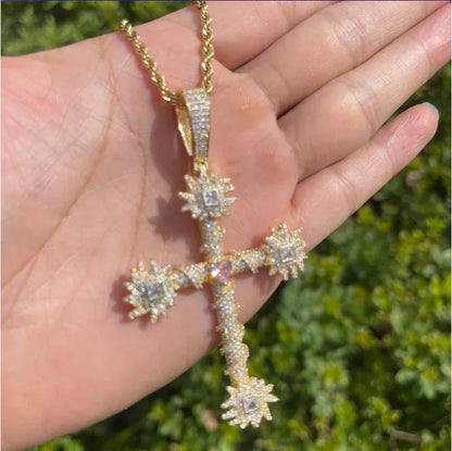 Men's Liquid Gold Style Necklace | Premium Copper CZ Melting Love Bling - CaratixJewelry
