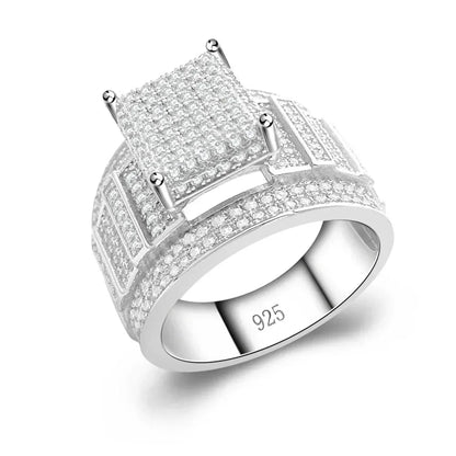 D-Color Moissanite Hip Hop Ring | S925 Silver Unisex Iced Out Fashion Jewelry - CaratixJewelry
