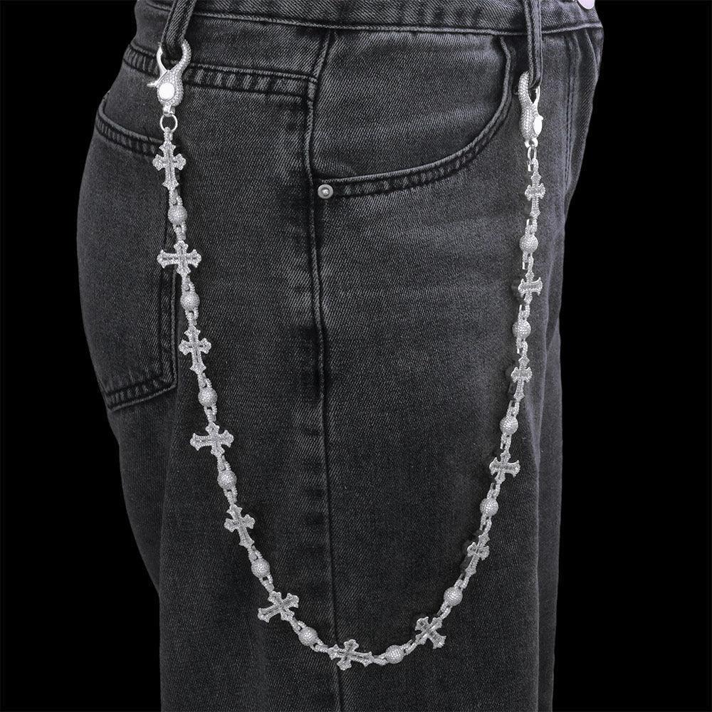 Cross Pendant Round Bead Chain Waist Chain T-Shape Zircon Hip Hop Jewelry | Caratix Jewelry - CaratixJewelry