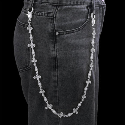 Cross Pendant Round Bead Chain Waist Chain T-Shape Zircon Hip Hop Jewelry | Caratix Jewelry - CaratixJewelry