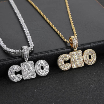 Custom Iced-Out Letter & Number Pendant Necklace with Micro-Pave Zircon Stones for Men and Women | Caratix Jewelry - CaratixJewelry