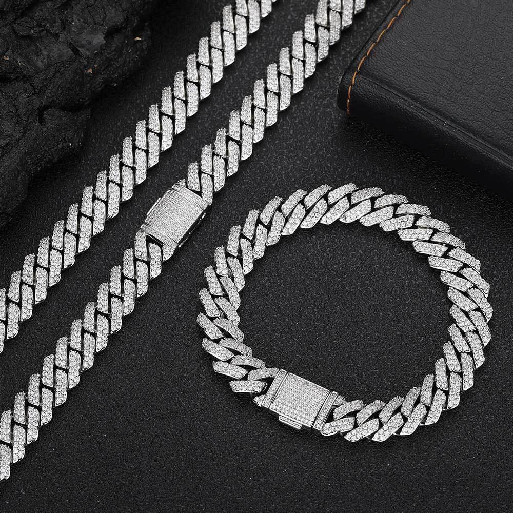 10mm -Shaped Zircon Cuban Link Bracelet - CaratixJewelry