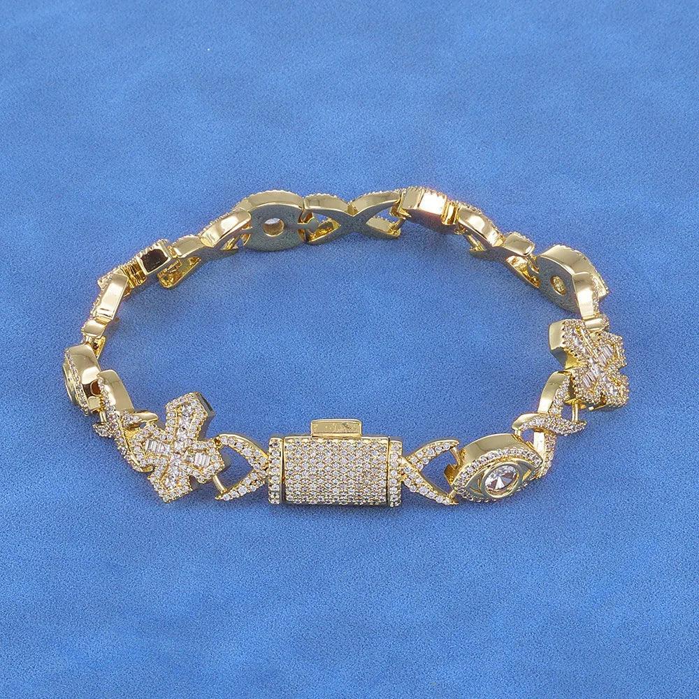 Iced Out Eye Cross Zircon Hip Hop Jewelry Bracelet for Men | Caratix Jewelry - CaratixJewelry