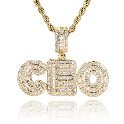 Custom Iced-Out Letter & Number Pendant Necklace with Micro-Pave Zircon Stones for Men and Women | Caratix Jewelry - CaratixJewelry