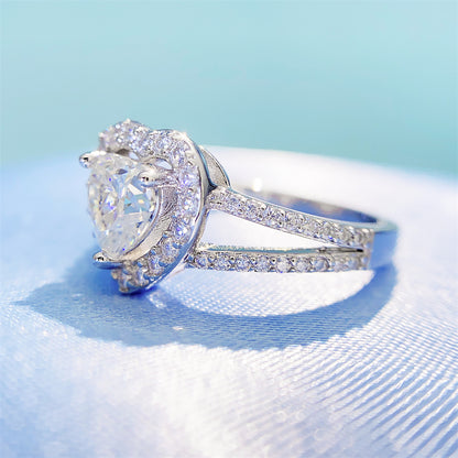 Romantic 1 Carat Heart Shaped Moissanite Ring | S925 Silver D VVS1 Solitaire | Caratix