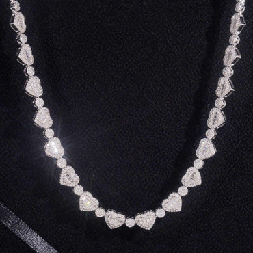 8.5mm Moissanite Heart Necklace & Bracelet | S925 Silver Couple Hip Hop Jewelry - CaratixJewelry