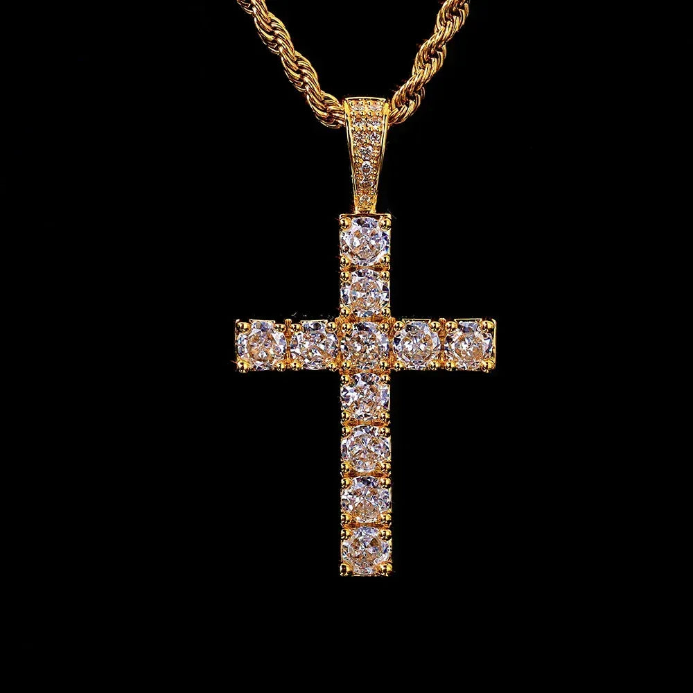 Custom Full Cross Pendant Necklace with Zircon Stones for Men | Caratix Jewelry - CaratixJewelry